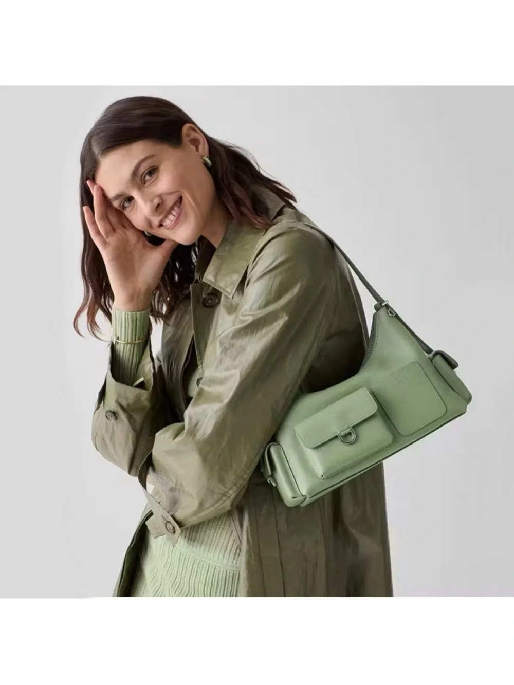 Kate Spade New York Cargo Leather Shoulder Bag Balsam Green